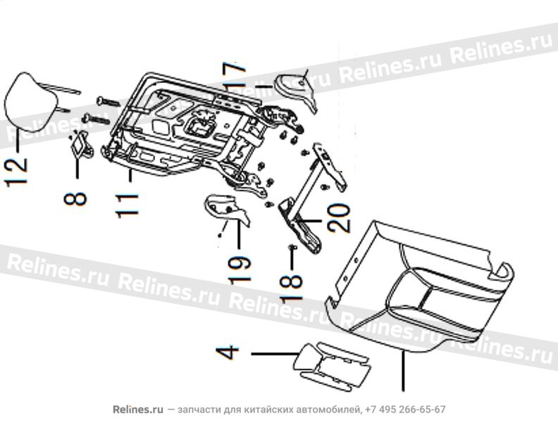 RR seat backrest assy,RH