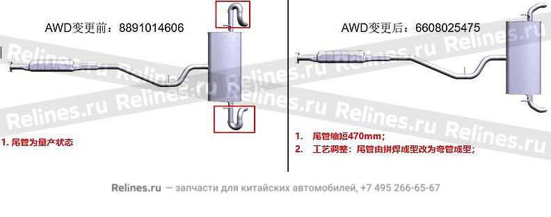 Muffler assy-rr - 206***900