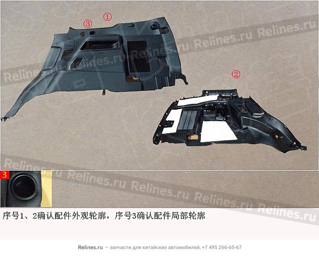 Panel assy,trunk trim,RH