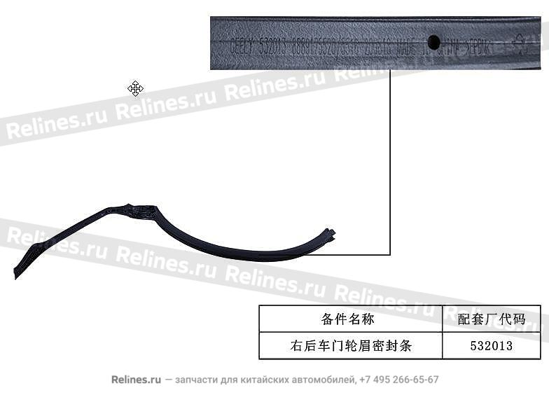 Уплотнение-литье обивки колеса боковой двери зад прав