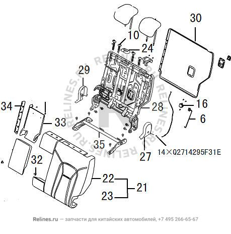 RR seat backrest assy,LH - 705513***00BD7