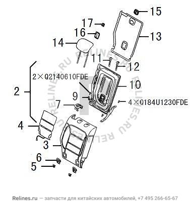 Mid seat backrest assy RH - 700520***09A86