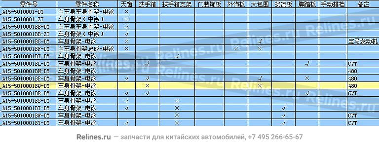 Body frame - A15-50***1BQ-DY