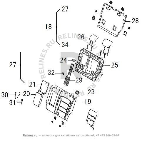 Mid seat backrest assy LH - 700510***09AE3