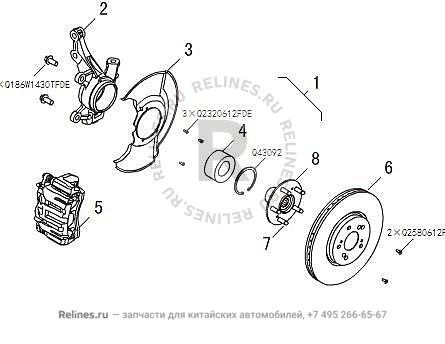 Кулак поворотный передний левый в сборе Haval F7,F7X - 30011***Y00B