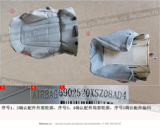 Backrest cover assy FR seat RH (leather)