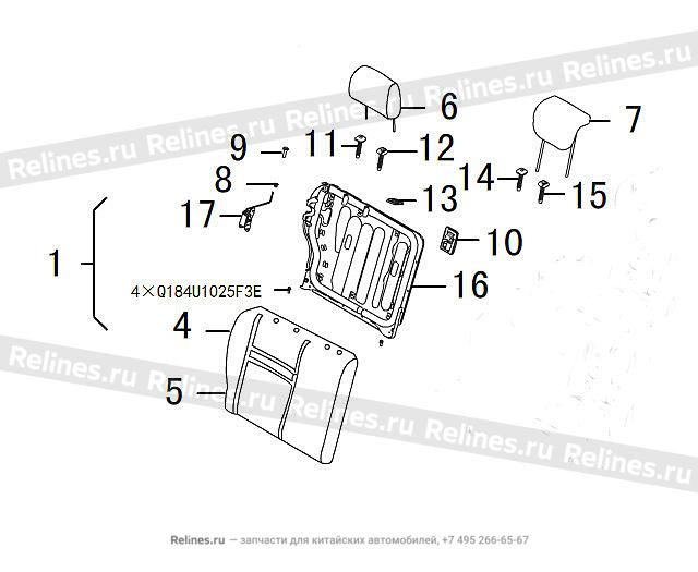 Backrest assy RR seat RH