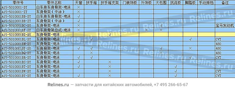 Body frame - A15-50***1BI-DY