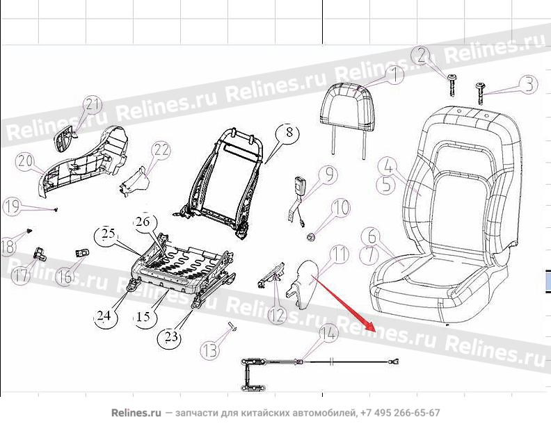 Inner trim,RF seat(black) - 101803***00669