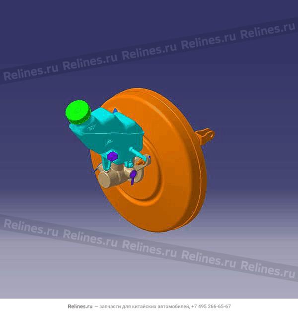 Booster and master cylinder assy