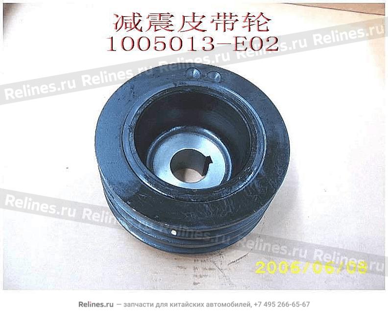 Shock absorption pulley-crankshaft