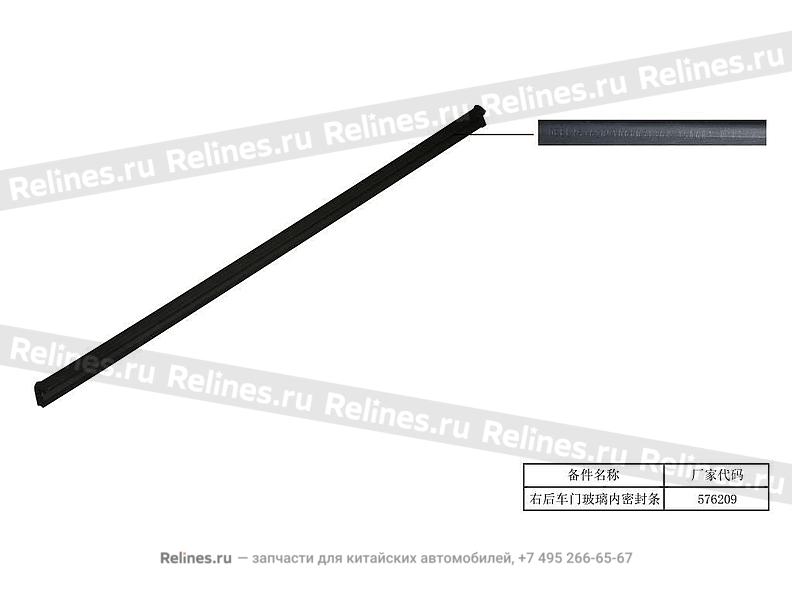 Inner weatherstrip,RR door glass - 604***600