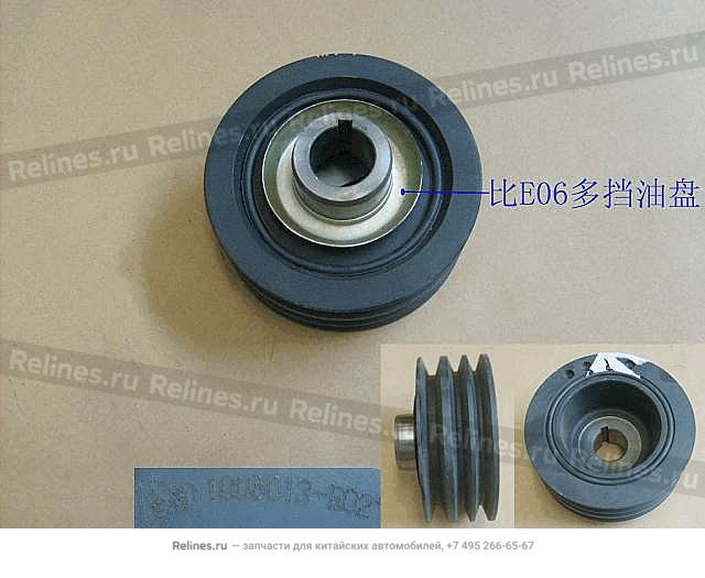 Shock absorption pulley-crankshaft