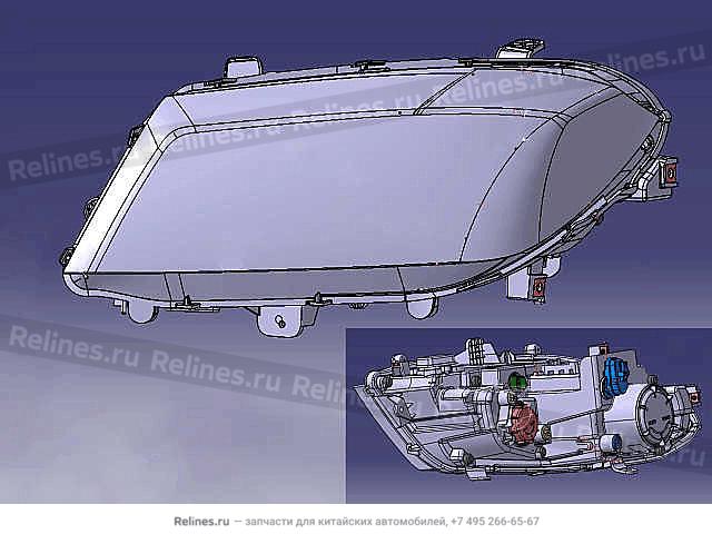 Фара головного света левая в сборе H2