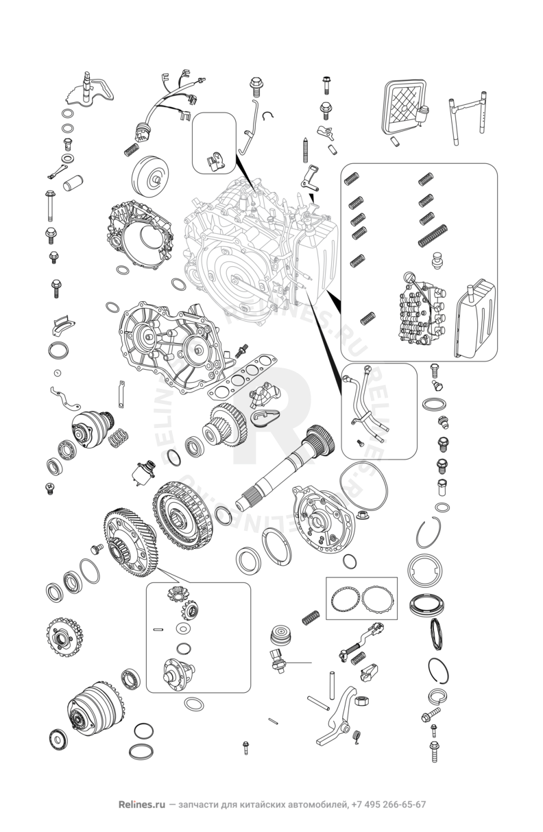 Запчасти Chery Tiggo 3 Поколение I (2014)  — Трансмиссия (коробка переключения передач, КПП) (1) — схема