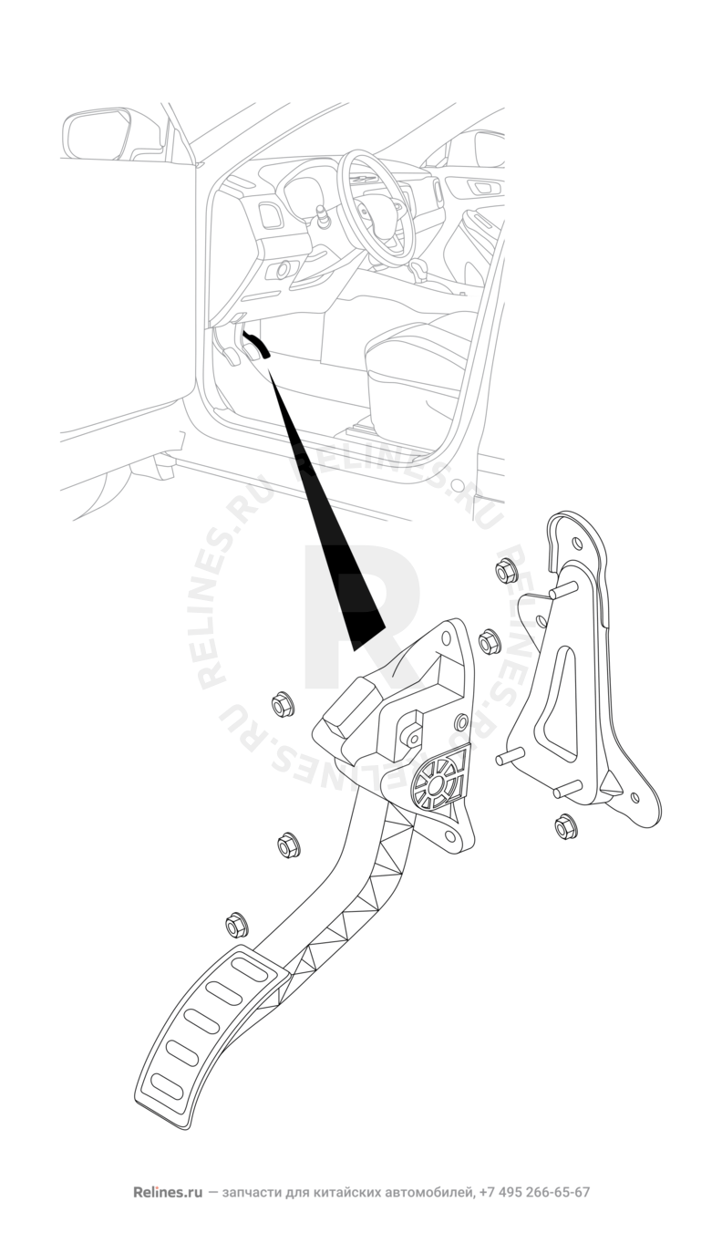 Запчасти Chery Tiggo 8 Pro Max Поколение I (2022)  — Педаль акселератора (1) — схема