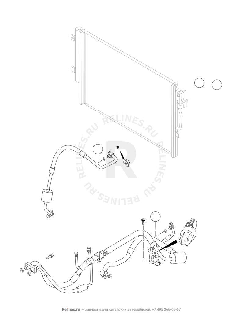 Запчасти Chery Tiggo 8 Pro Поколение I (2020)  — Компрессор и трубки кондиционера (2) — схема