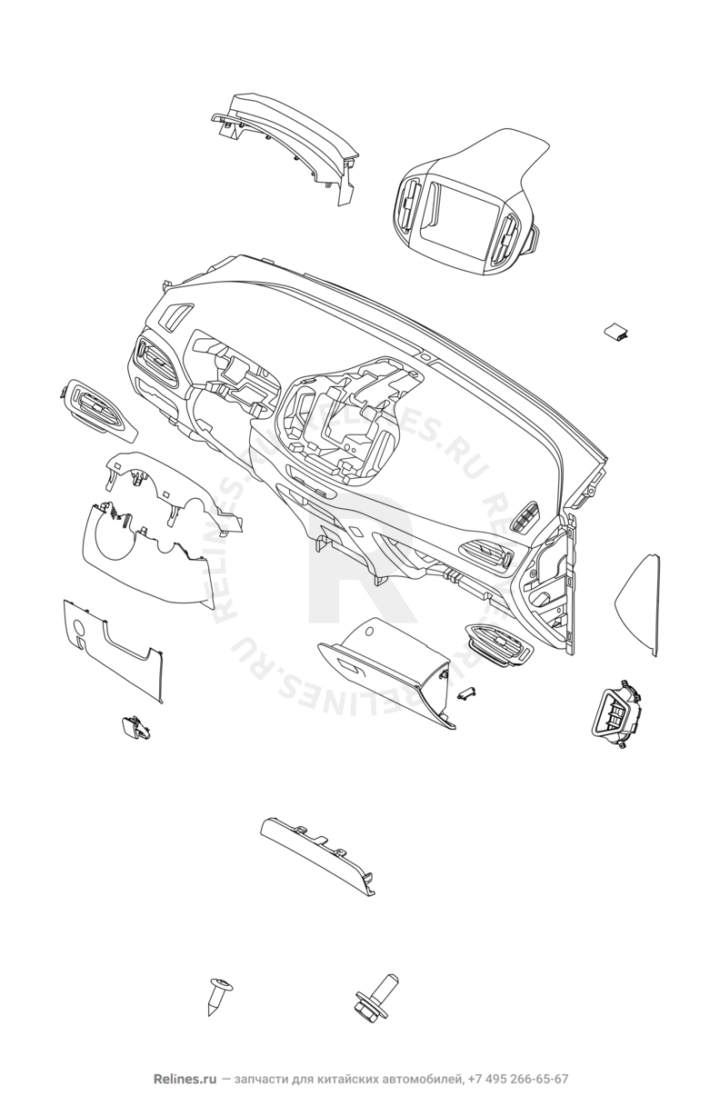 Запчасти Chery Tiggo 7 Поколение I (2016)  — Передняя панель (торпедо) (3) — схема