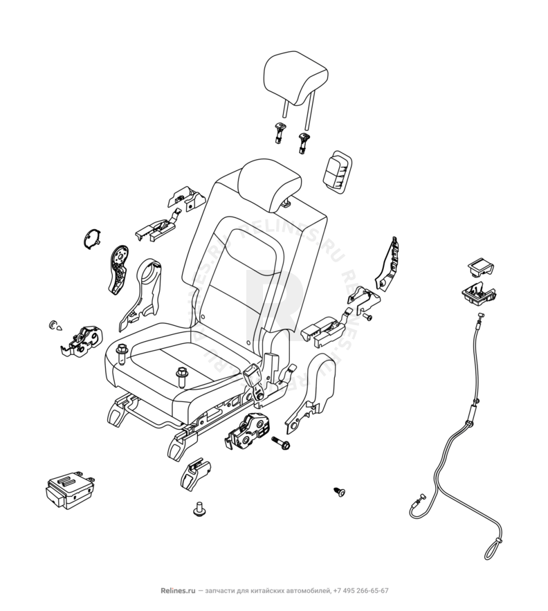 Запчасти Chery Tiggo 8 Pro Поколение I (2020)  — Составляющие сидений и механизмы регулировки — схема
