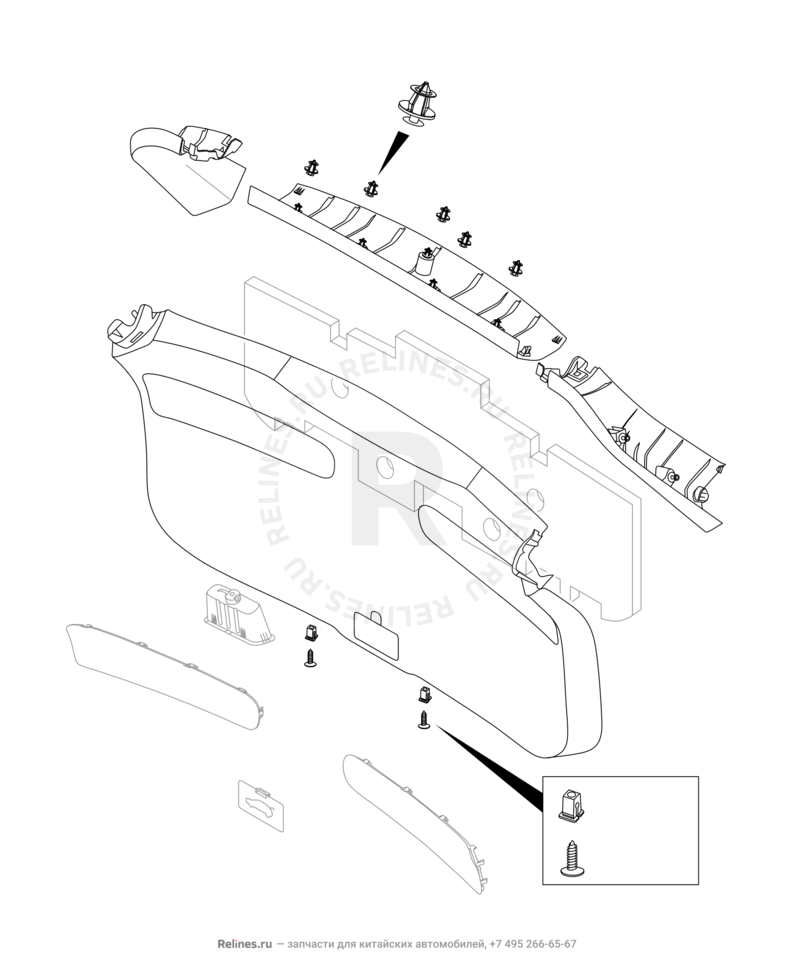 Запчасти Chery Tiggo 8 Pro Поколение I (2020)  — Внутренняя обшивка дверей (2) — схема