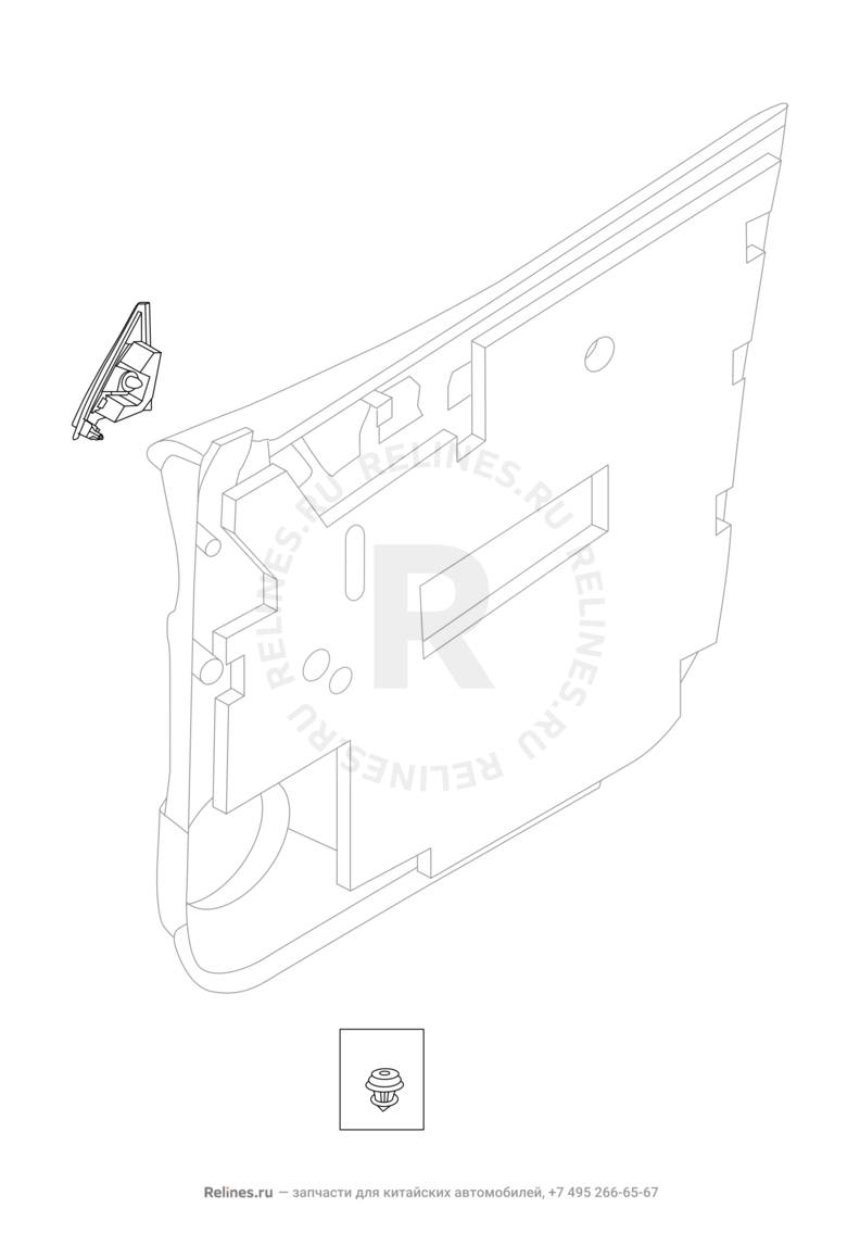 Запчасти Chery Tiggo 8 Pro Поколение I (2020)  — Накладка двери треугольная — схема
