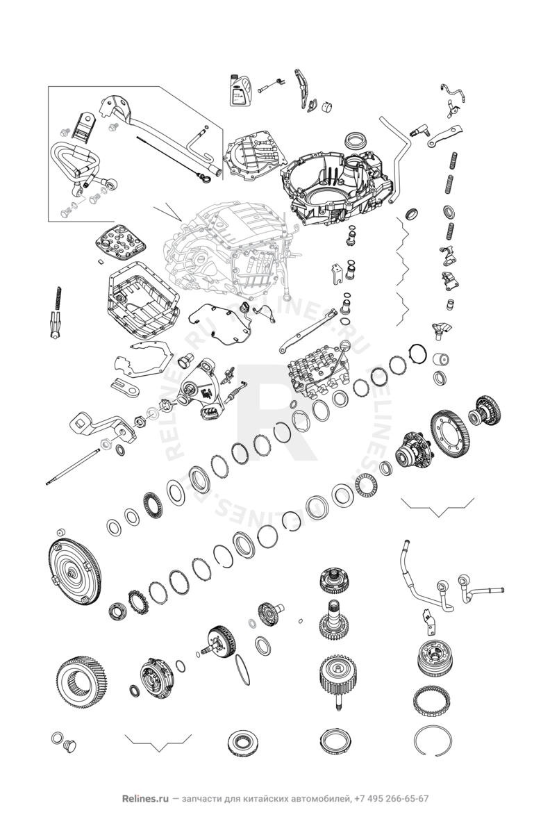 Запчасти Chery Tiggo 2 Поколение I (2016)  — Трансмиссия (коробка переключения передач, КПП) (4AT) — схема