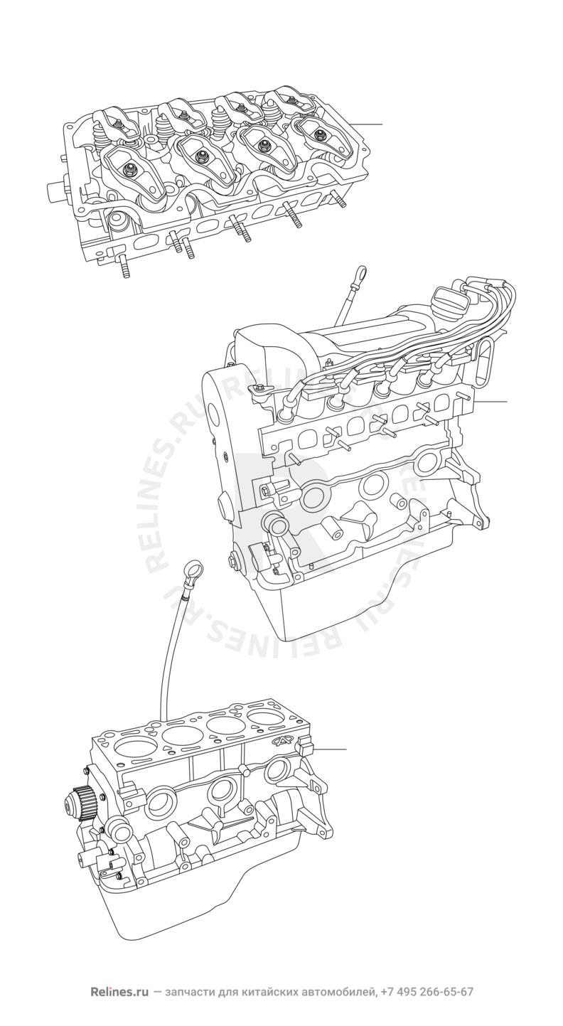 Двигатель в сборе Chery Amulet — схема