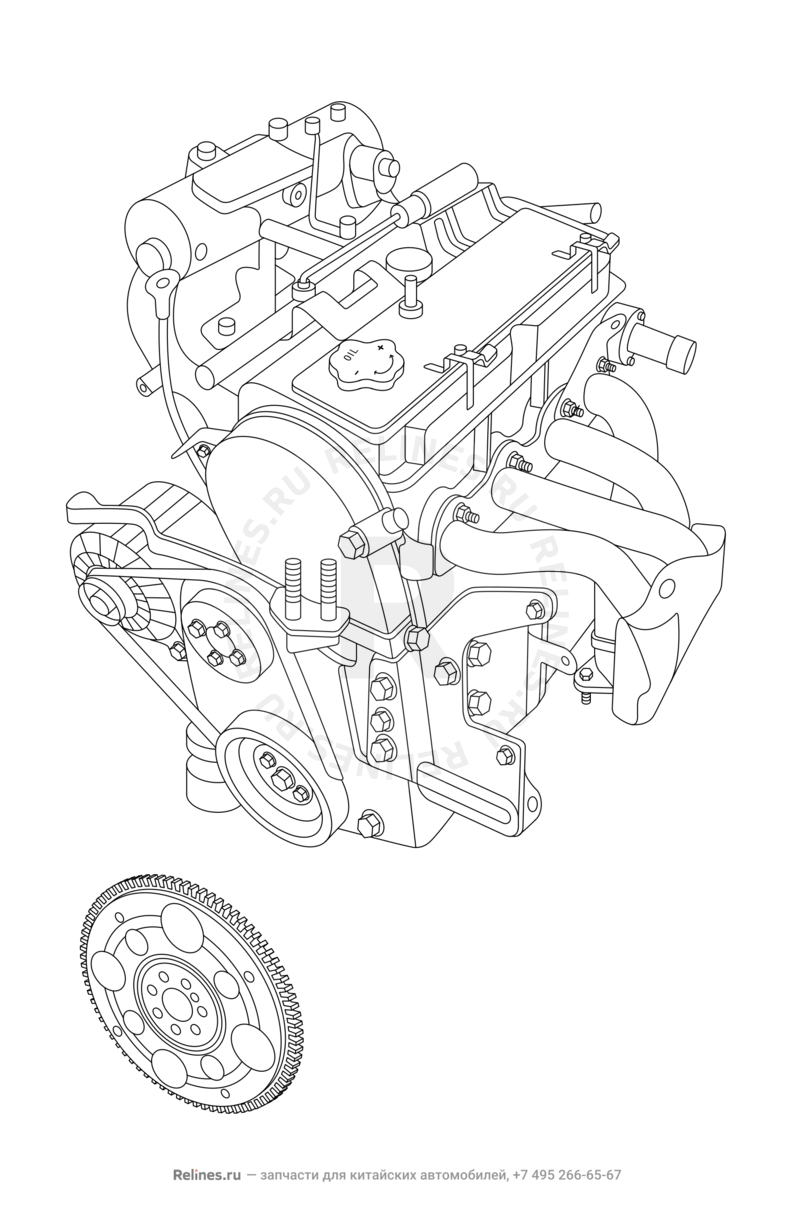 Двигатель в сборе Chery CrossEastar — схема
