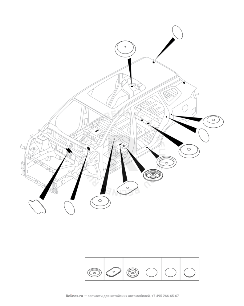 Запчасти Chery Tiggo 8 Pro Поколение I (2020)  — Заглушки, прокладки, накладки (6) — схема