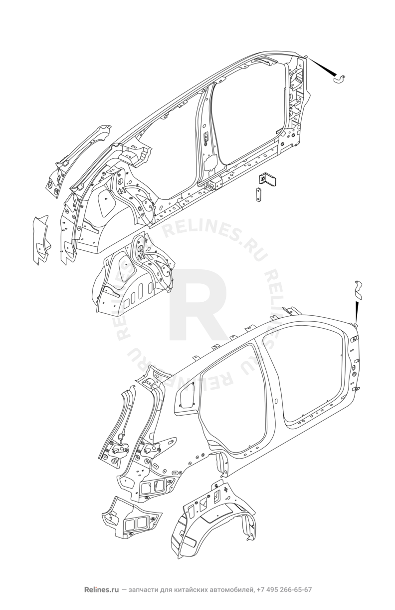 Запчасти Chery Tiggo 7 Поколение I (2016)  — Кузовные детали — схема