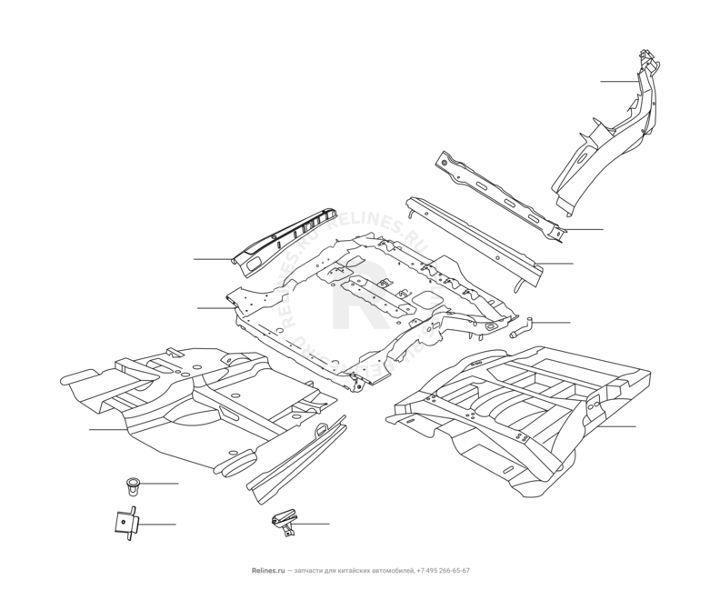 Запчасти Chery Tiggo 3 Поколение I (2014)  — BODY-IN-WHITE FLOOR — схема