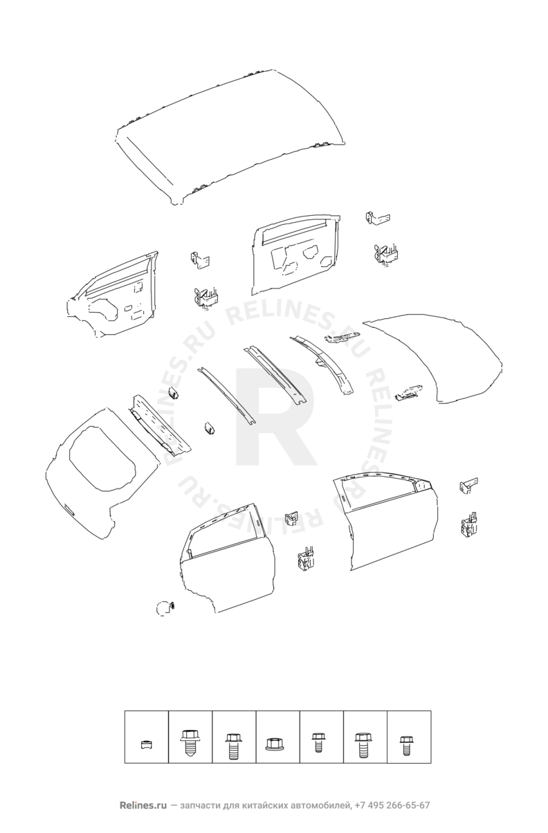 Кузовные детали Chery Tiggo 2 — схема