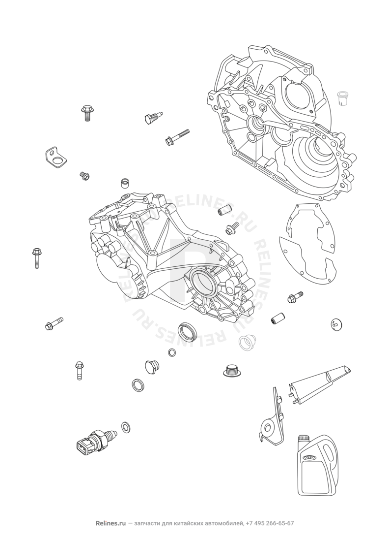 Запчасти Chery Tiggo 2 Поколение I (2016)  — Корпус (картер) коробки переключения передач (КПП) — схема