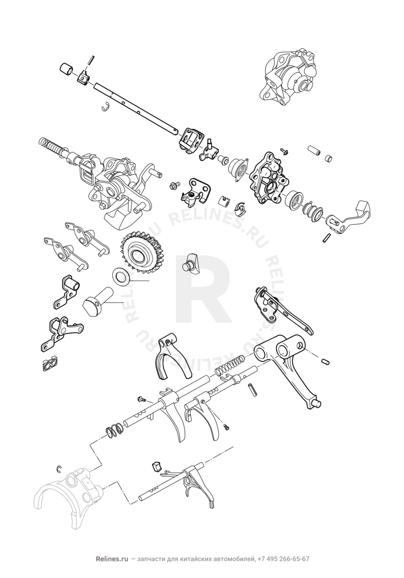 Запчасти Chery Tiggo 5 Поколение I (2013)  — Механизм переключения передач — схема