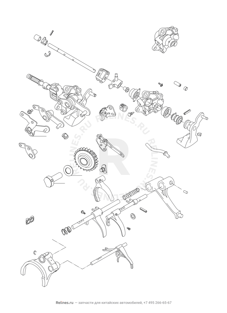 Механизм переключения передач Chery M11/M12 — схема