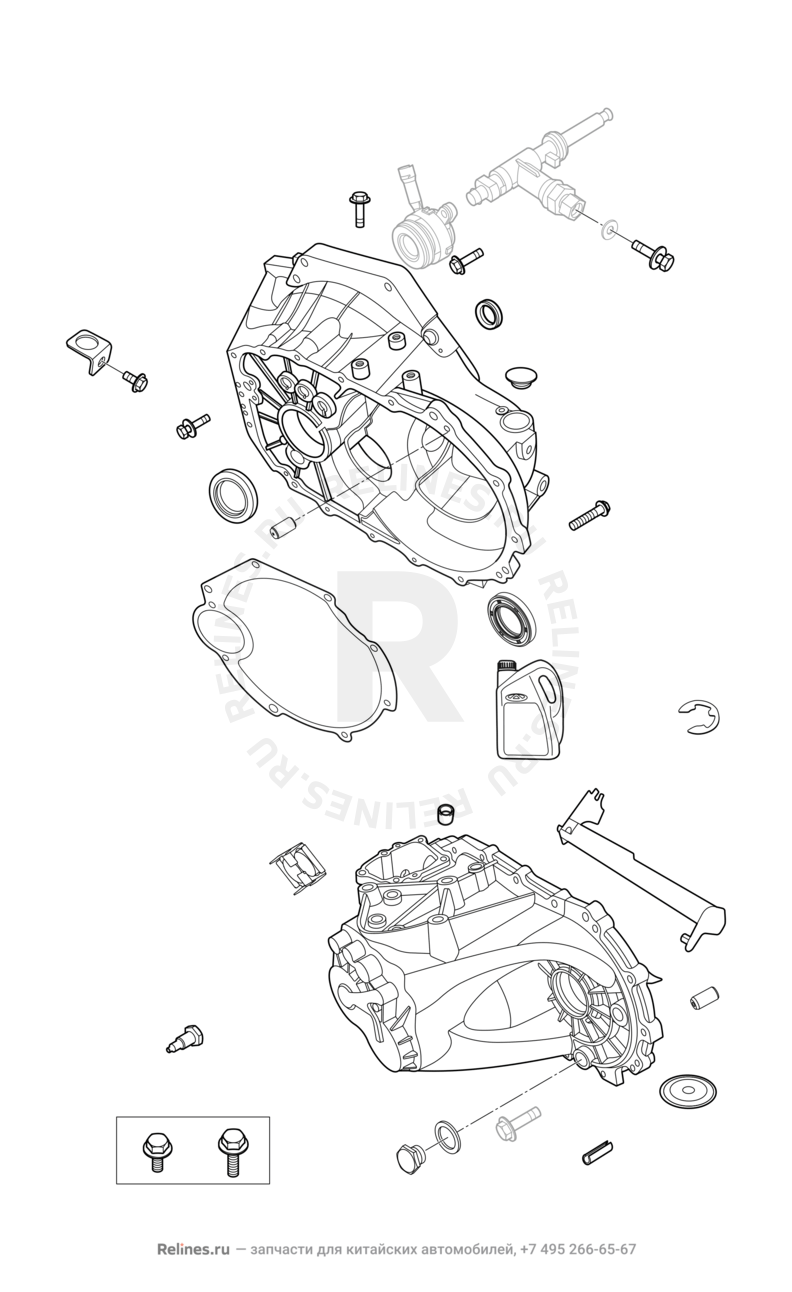 Запчасти Chery Tiggo 5 Поколение I (2013)  — Корпус (картер) коробки переключения передач (КПП) — схема