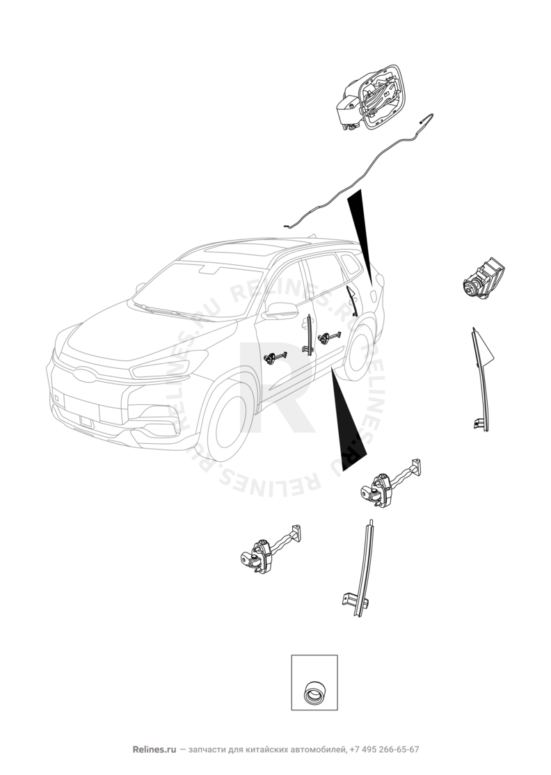 Запчасти Chery Tiggo 8 Pro Поколение I (2020)  — Ограничитель двери (2) — схема