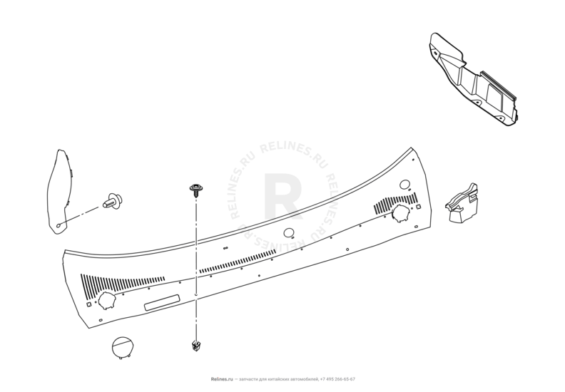 Запчасти Chery Tiggo 7 Поколение I (2016)  — Панель лобового стекла (жабо) — схема