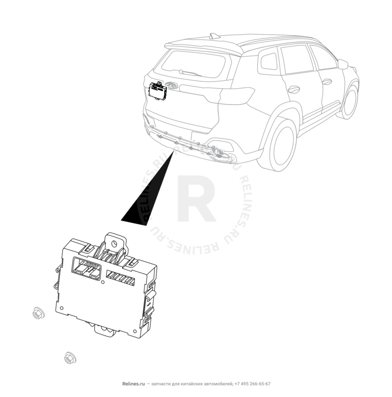 Запчасти Chery Tiggo 8 Pro Max Поколение I (2022)  — Модуль электропривода крышки багажника (1) — схема