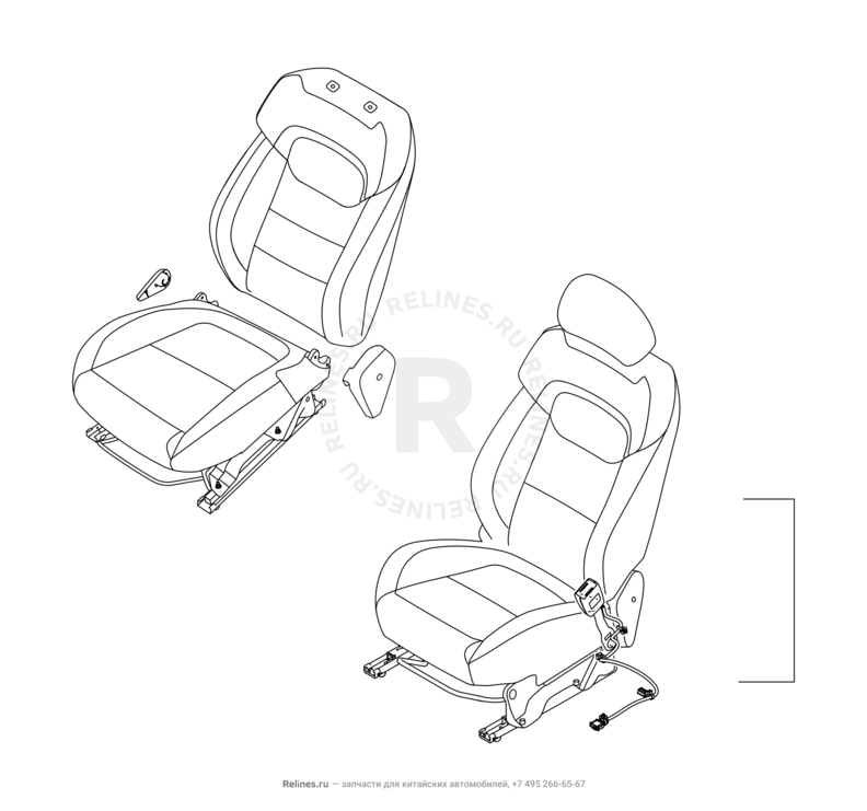 Составляющие задних сидений и механизмы регулировки Chery Tiggo 7 — схема