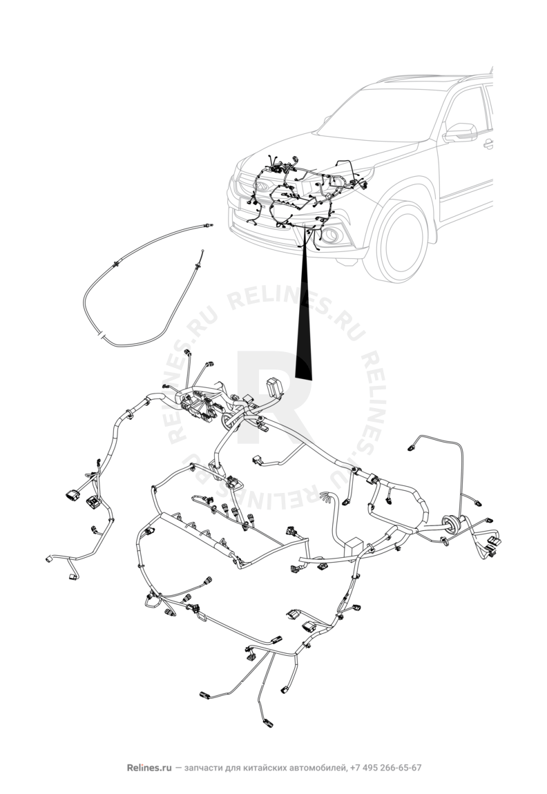 Проводка моторного отсека Chery Tiggo 3 — схема