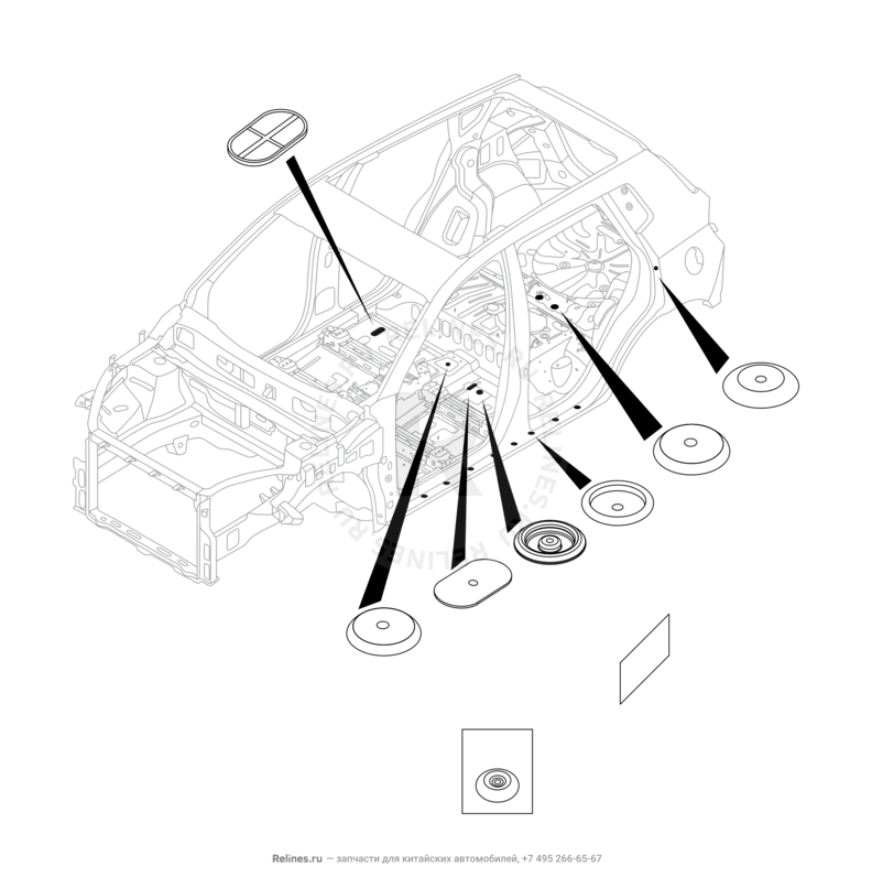 Запчасти Chery Tiggo 4 Pro Поколение I (2021)  — Заглушки — схема