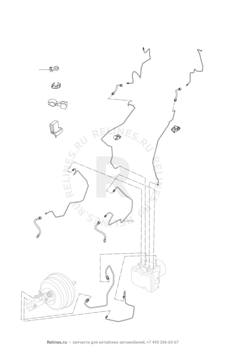 Запчасти Chery Amulet Поколение I (2003)  — Тормозные трубки и шланги (1) — схема