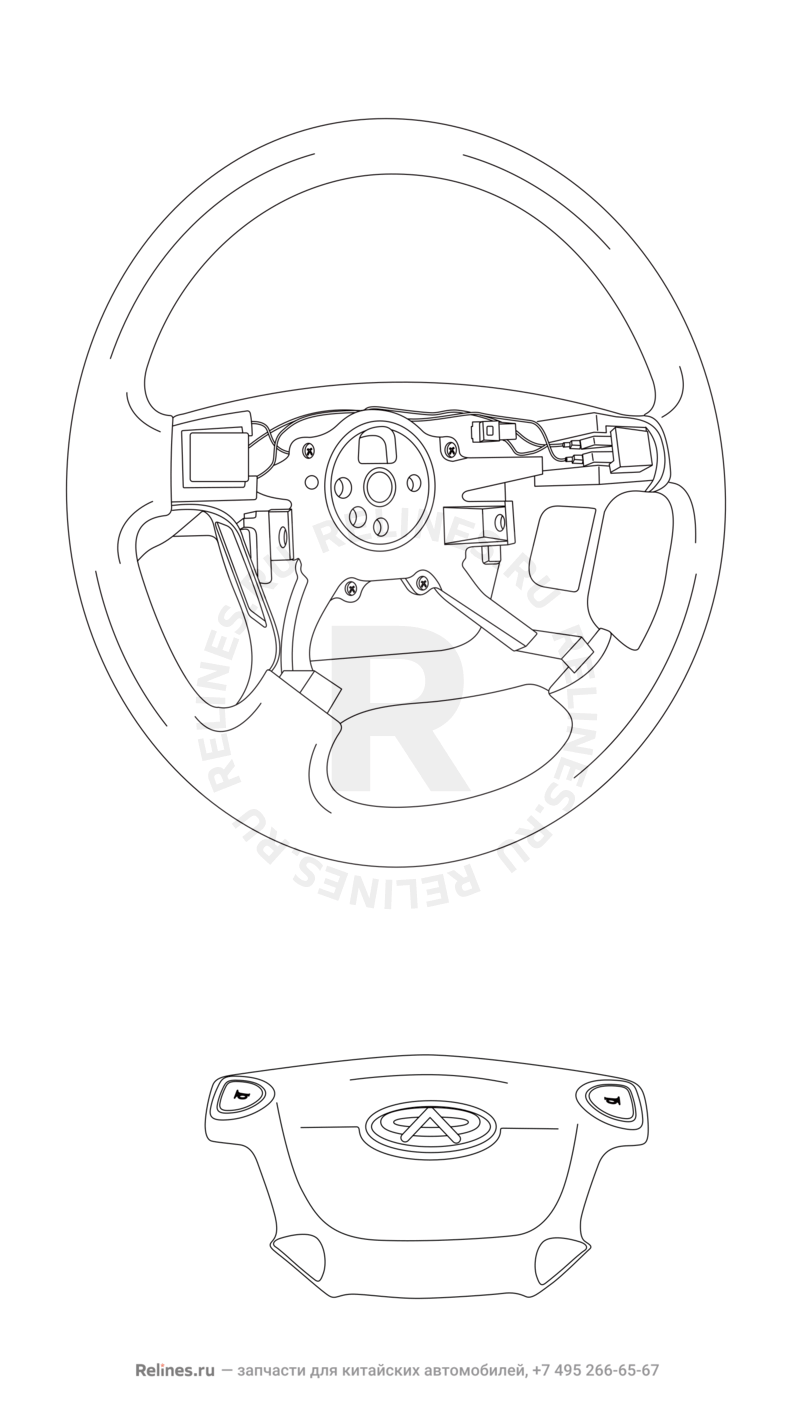Рулевое колесо (руль) и подушки безопасности Chery Amulet — схема
