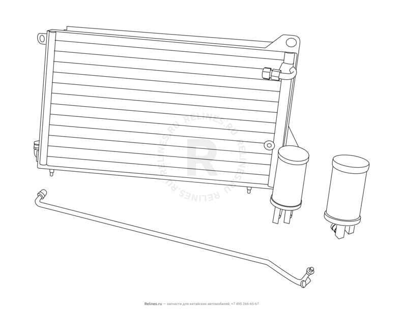 Радиатор кондиционера Chery Amulet — схема