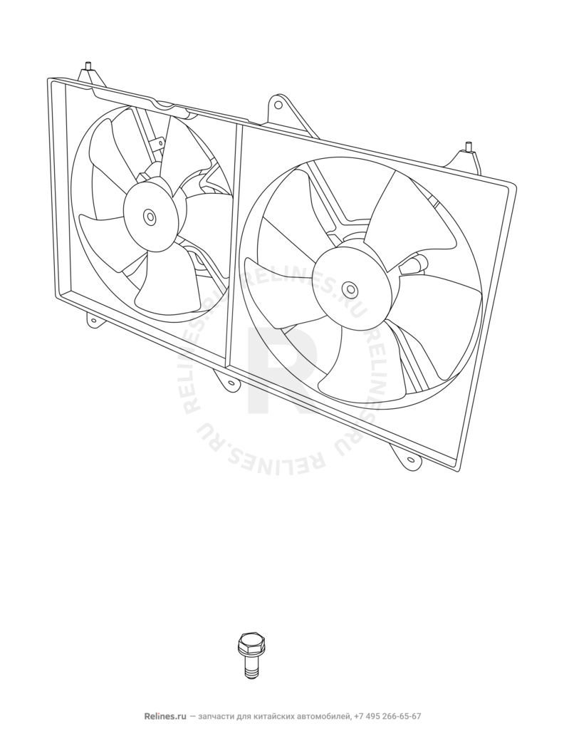 Запчасти Chery CrossEastar Поколение I (2006)  — Вентилятор радиатора охлаждения — схема