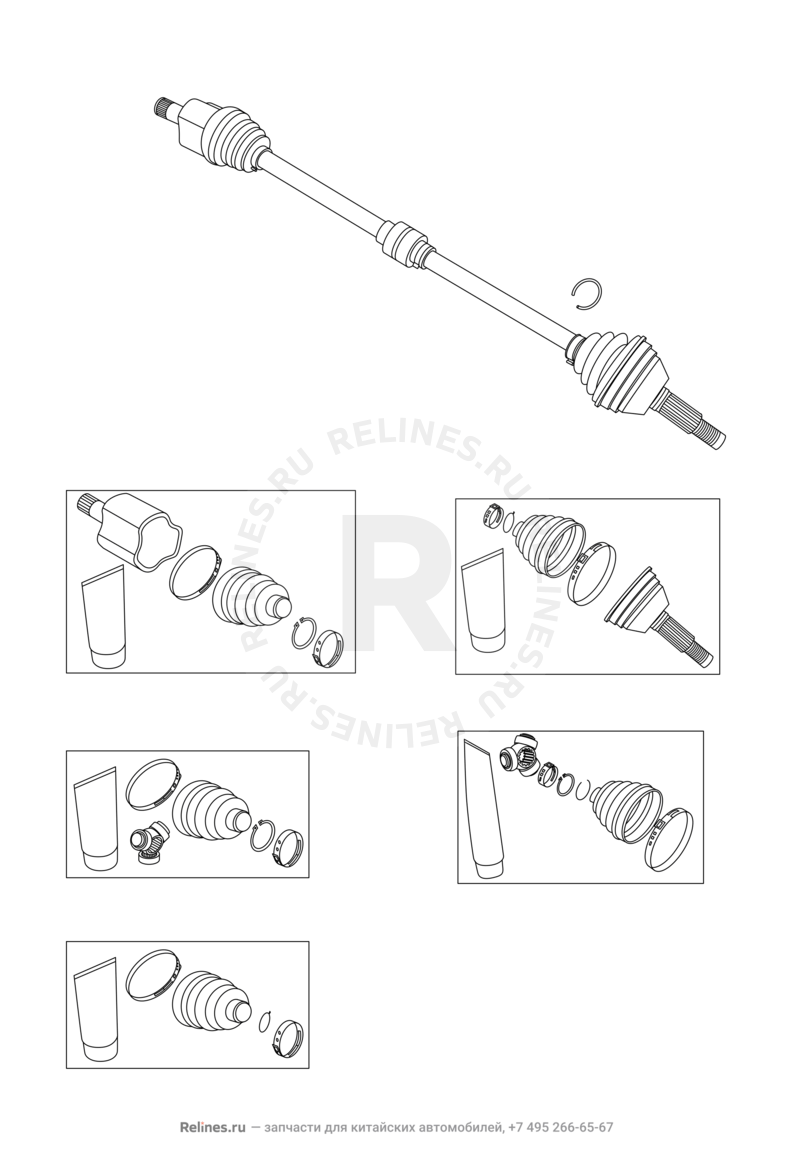 Привод, ШРУС (граната) и пыльник (1) Chery CrossEastar — схема