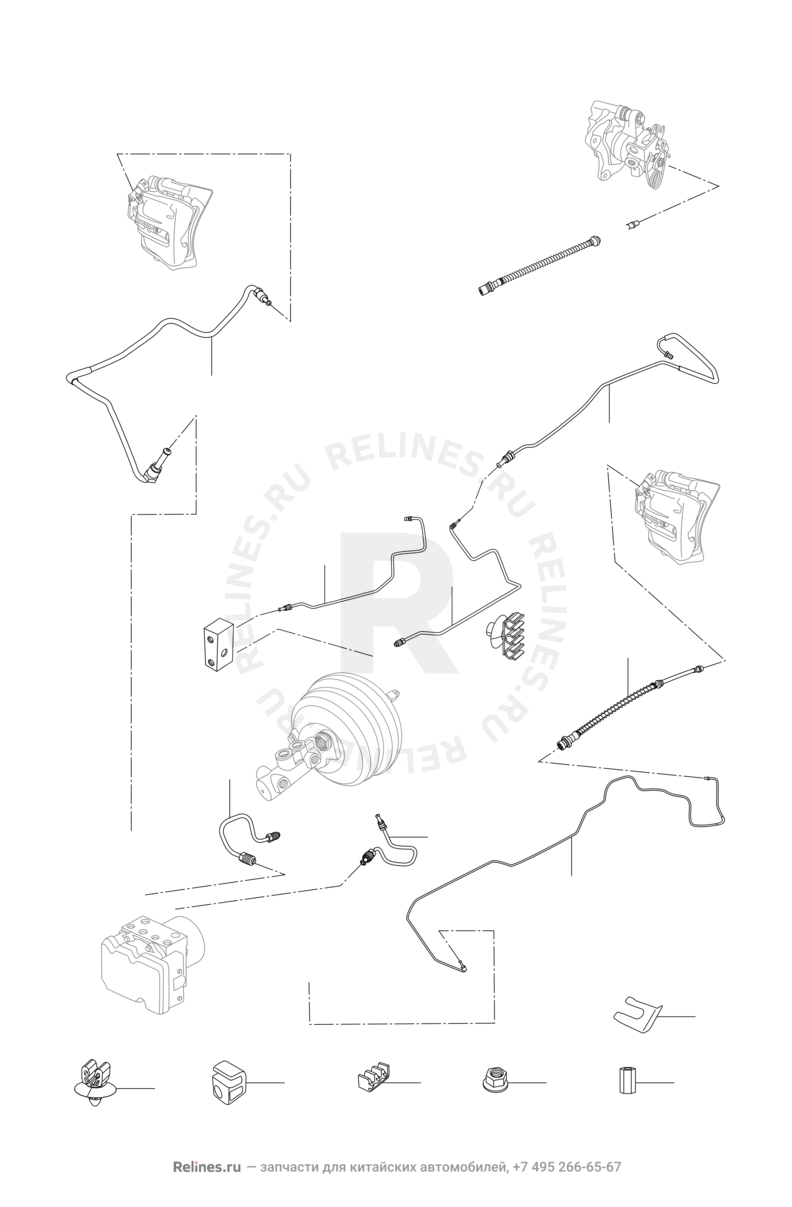 Тормозные трубки и шланги (2) Chery Eastar — схема