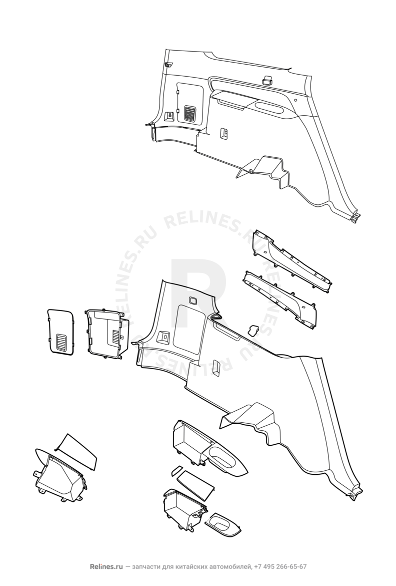 Запчасти Chery CrossEastar Поколение I (2006)  — Обшивка багажного отсека (багажника) — схема