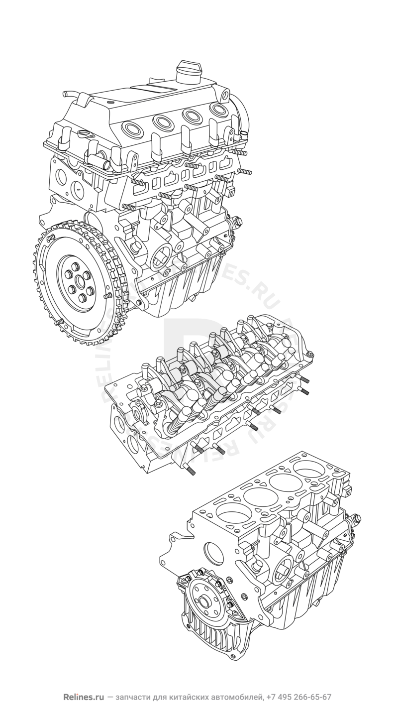 Запчасти Chery Bonus 3 Поколение I (2014)  — Двигатель в сборе — схема